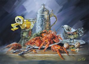 Раки, столовое серебро, красивые недорогие картины маслом можно купить 