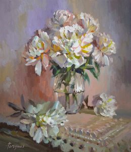Пионы масляная краска. Художник