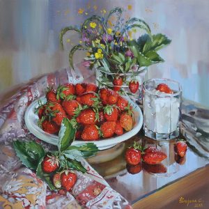 Живописные картины красивые с клубникой
